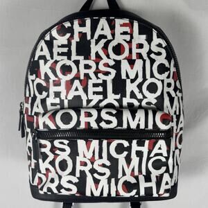 EUC Michael Kors Cooper Monogram Backpack Blk/Mandarin 37S0LCOB2B $498